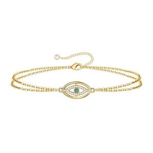 18k Gold Plated Evil Eye Bracelet Stainless Steel